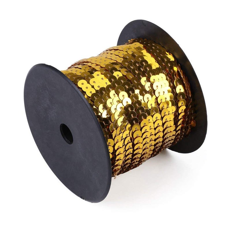 Aysekone 100 Yards 6mm Metallic Shiny Trim Sewing String Spangle Flat Round Sequins Sewing Paillette String in Roll for Wedding Craftï¼ˆGoldï¼‰ - Image 3